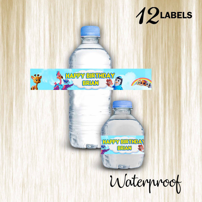 TOTS Bottle Water Labels Waterproof Stickers for Kids Birthday Party Favor | 12-Pack Ideal for 16.9oz & 8 fl oz Bottles #Blue