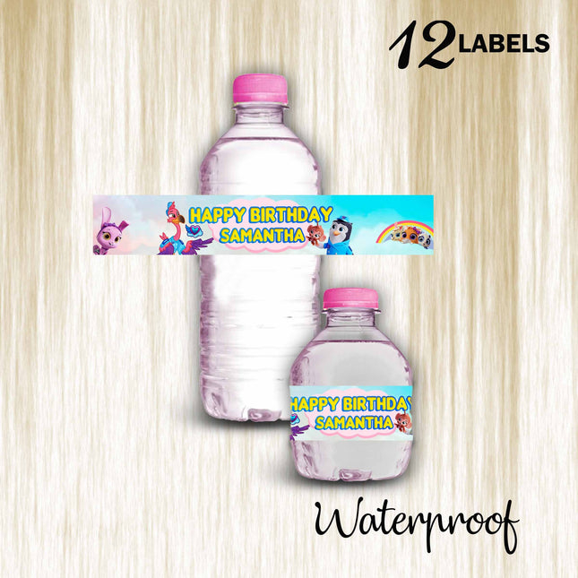 TOTS Bottle Water Labels Waterproof Stickers for Kids Birthday Party Favor | 12-Pack Ideal for 16.9oz & 8 fl oz Bottles #Pink
