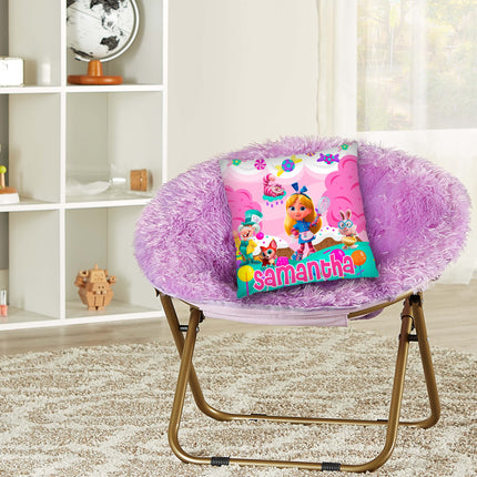 Alice Bakery Pillow with Name Kids Cushion Room Decor Gift for Son Daughter Grandson Granddaughter- 16in insert included