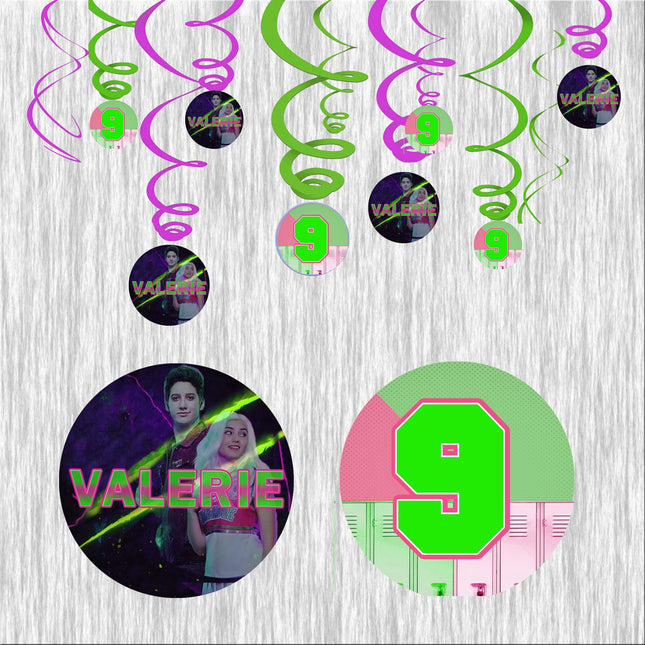 Zombies Swirl Decorations for Birthday Party - 12pack # Pink