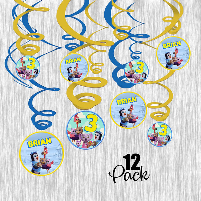 TOTS Swirl Decorations for Birthday Party - 12pack #Blue