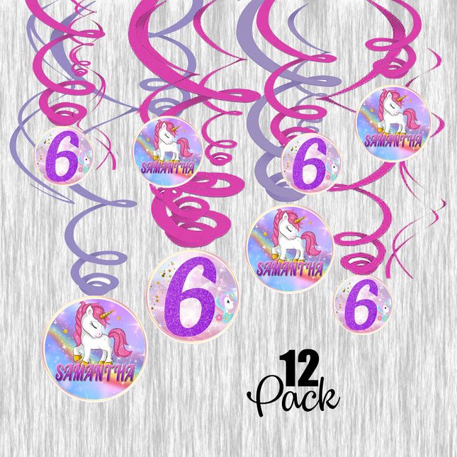 Unicorn Swirl Decorations for Birthday Party - 12pack