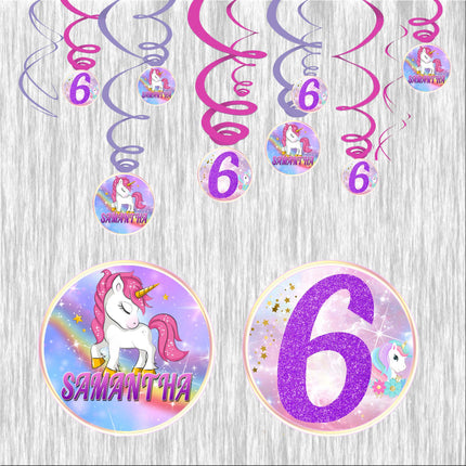 Unicorn Swirl Decorations for Birthday Party - 12pack