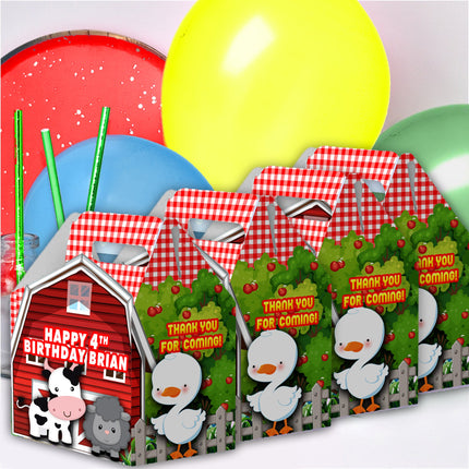 Farm Candy Gable Box for Birthday Party Favors 12 Pack - 4.4x4.5in