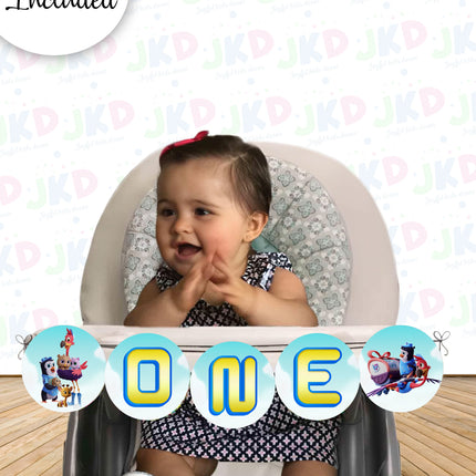 TOTS First Birthday Banner for Baby High Chair with Ribbon Included #blue
