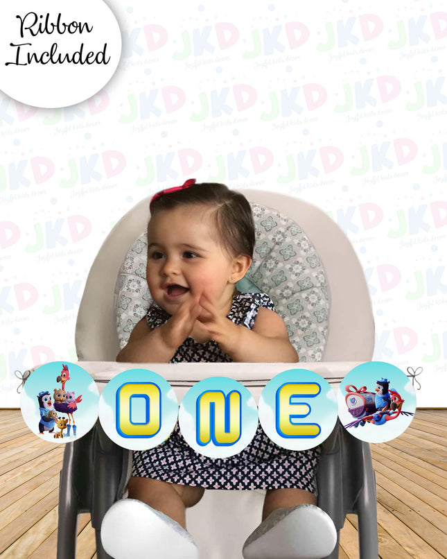 TOTS First Birthday Banner for Baby High Chair with Ribbon Included #blue
