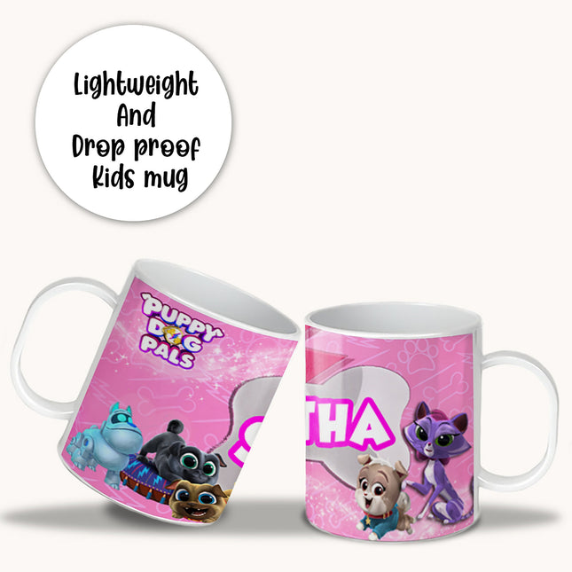 Puppy Dog Pals Kids Mug With Name Unbreakable Child Cup Gift for Birthday Son Daughter - 11oz #Pink