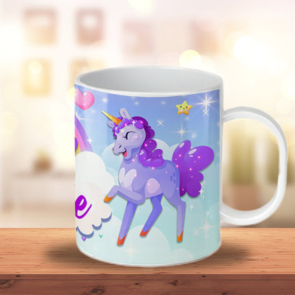 Unicorn Kids Mug With Name Unbreakable Child Cup Gift for Birthday Son Daughter - 11oz