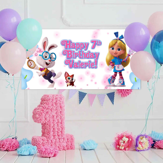 Alice Bakery Birthday Banner Weatherproof Vinyl for Party Decor | Custom Outdoor Sign With Grommets 20x40in
