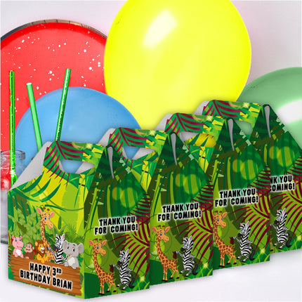 Safari Animals Candy Gable Box for Birthday Party Favors 12 Pack - 4.4x4.5in