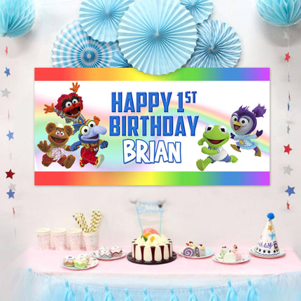 Muppet Babies Birthday Banner Weatherproof Vinyl for Party Decor | Custom Outdoor Sign With Grommets 20x40in