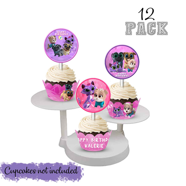 Puppy Dog Pals Cupcake Wrapper and Topper for Birthday Party Decor - 12pack #Pink