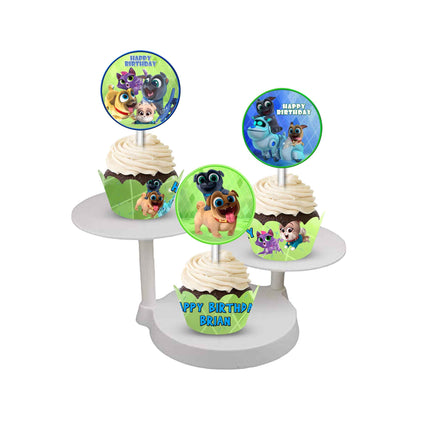 Puppy Dog Pals Cupcake Wrapper and Topper for Birthday Party Decor - 12pack #Green
