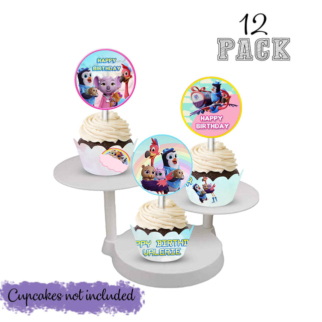 TOTS Cupcake Wrapper and Topper for Birthday Party Decor - 12pack