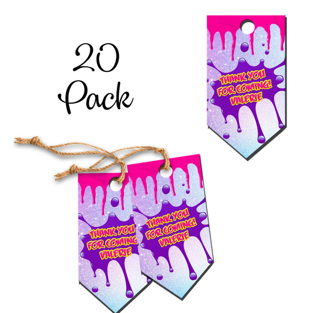 Slime Favor Tags for Birthday Party Goodie Bags - 20pack #Pink