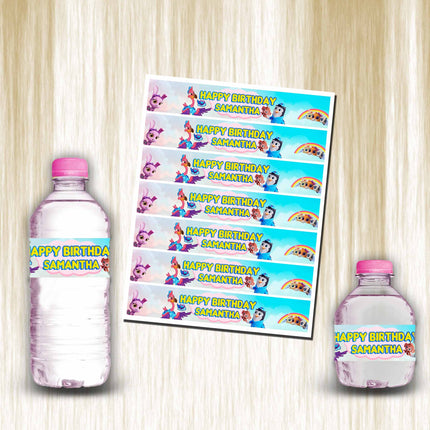 TOTS Bottle Water Labels Waterproof Stickers for Kids Birthday Party Favor | 12-Pack Ideal for 16.9oz & 8 fl oz Bottles #Pink