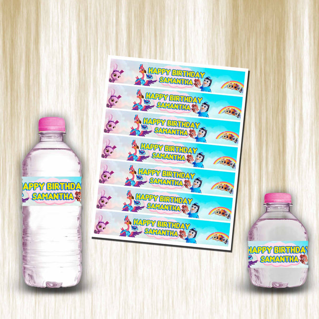 TOTS Bottle Water Labels Waterproof Stickers for Kids Birthday Party Favor | 12-Pack Ideal for 16.9oz & 8 fl oz Bottles #Pink
