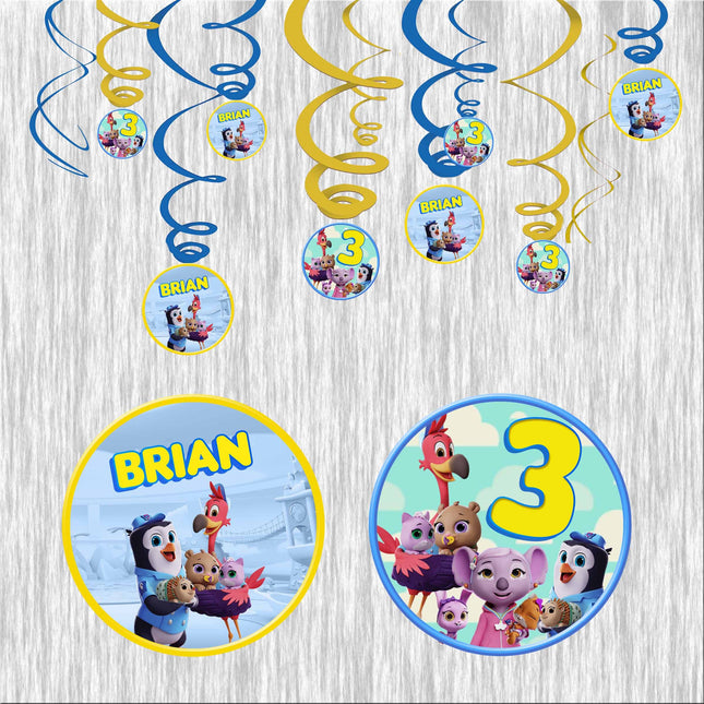 TOTS Swirl Decorations for Birthday Party - 12pack #Blue