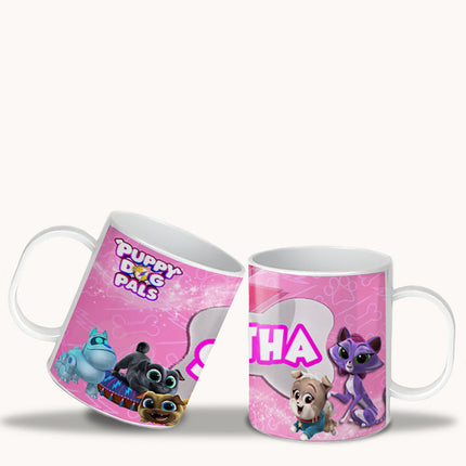 Puppy Dog Pals Kids Mug With Name Unbreakable Child Cup Gift for Birthday Son Daughter - 11oz #Pink