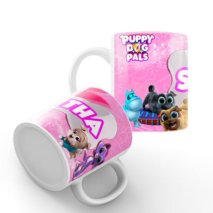 Puppy Dog Pals Kids Mug With Name Unbreakable Child Cup Gift for Birthday Son Daughter - 11oz #Pink