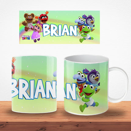 Muppet Babies Kids Mug With Name Unbreakable Child Cup Gift for Birthday Son Daughter - 11oz #Green