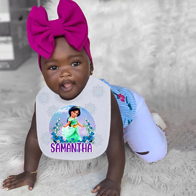 Jasmine Baby Bib With Name Custom Gift for Shower Boy Girl Son Daughter