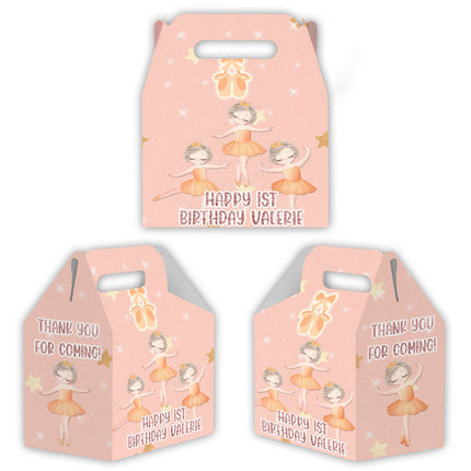Ballerina Candy Gable Box for Birthday Party Favors 12 Pack - 4.4x4.5in