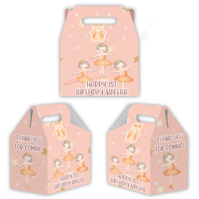 Ballerina Candy Gable Box for Birthday Party Favors 12 Pack - 4.4x4.5in
