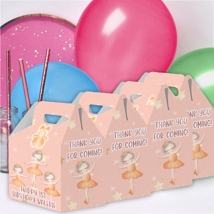 Ballerina Candy Gable Box for Birthday Party Favors 12 Pack - 4.4x4.5in