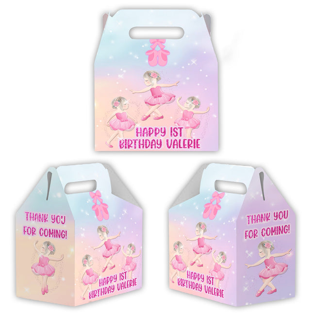 Bailarina Candy Gable Box for Birthday Party Favors 12 Pack - 4.4x4.5in