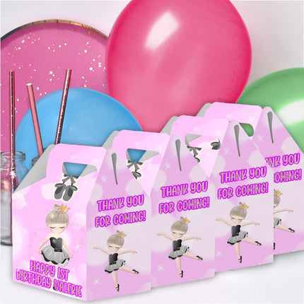 Ballerina Candy Gable Box for Birthday Party Favors 12 Pack - 4.4x4.5in