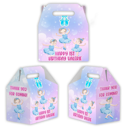 Ballerina Candy Gable Box for Birthday Party Favors 12 Pack - 4.4x4.5in