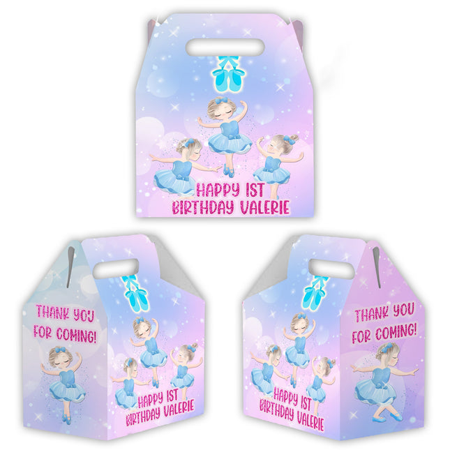 Ballerina Candy Gable Box for Birthday Party Favors 12 Pack - 4.4x4.5in