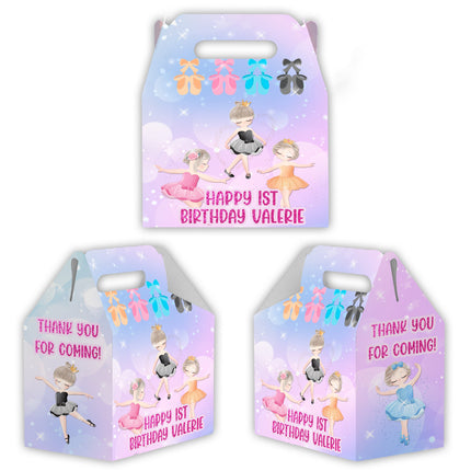 Ballerina Candy Gable Box for Birthday Party Favors 12 Pack - 4.4x4.5in