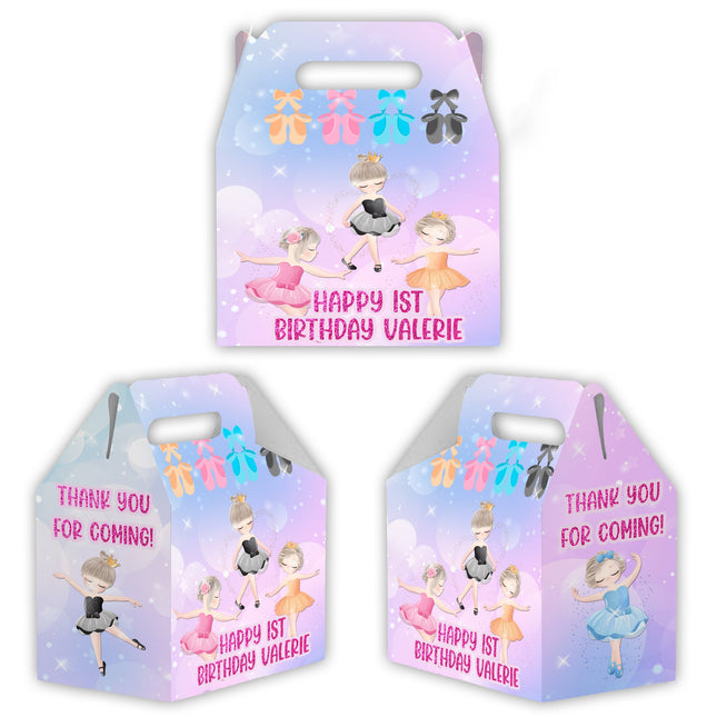 Ballerina Candy Gable Box for Birthday Party Favors 12 Pack - 4.4x4.5in