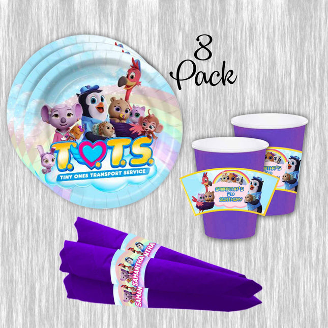 TOTS Cake Plates, Cups and Napkins Set - 8pk (24pieces) - Personalized