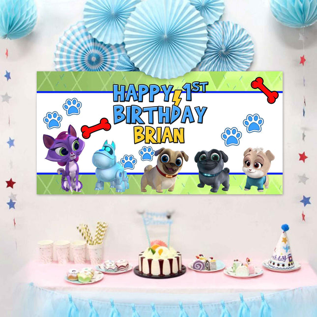 Puppy Dog Pals Birthday Banner Weatherproof Vinyl for Party Decor | Custom Outdoor Sign With Grommets 20x40in