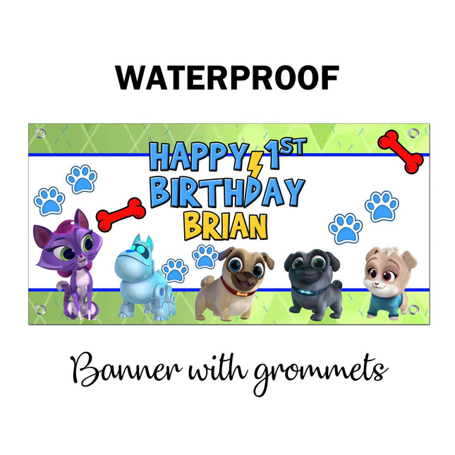 Puppy Dog Pals Birthday Banner Weatherproof Vinyl for Party Decor | Custom Outdoor Sign With Grommets 20x40in