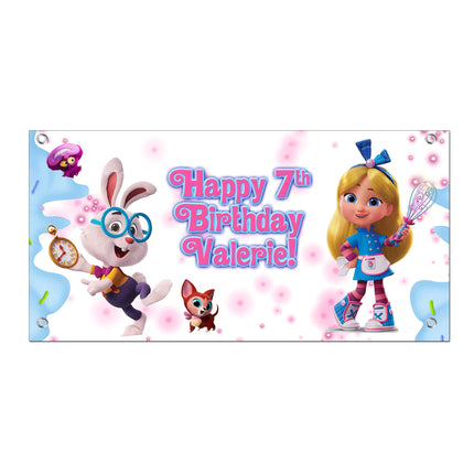 Alice Bakery Birthday Banner Weatherproof Vinyl for Party Decor | Custom Outdoor Sign With Grommets 20x40in