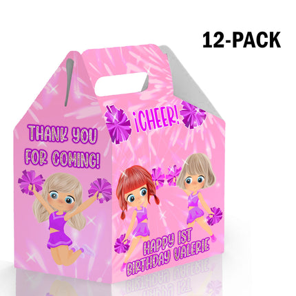 Cheerleader Candy Gable Box for Birthday Party Favors 12 Pack - 4.4x4.5in