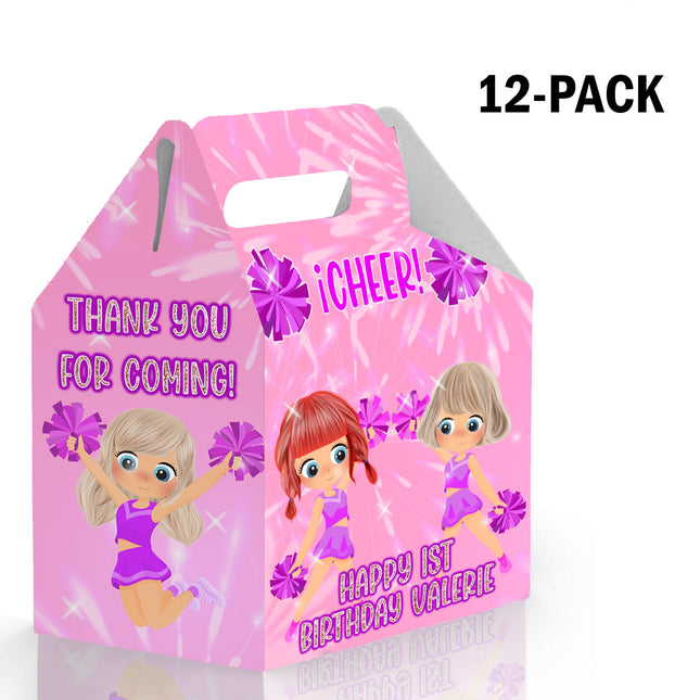 Cheerleader Candy Gable Box for Birthday Party Favors 12 Pack - 4.4x4.5in