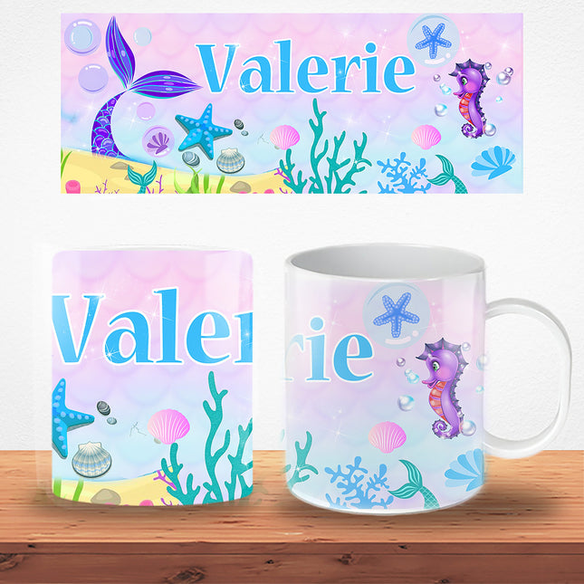 Mermaid Tail Kids Mug With Name Unbreakable Child Cup Gift for Birthday Son Daughter - 11oz