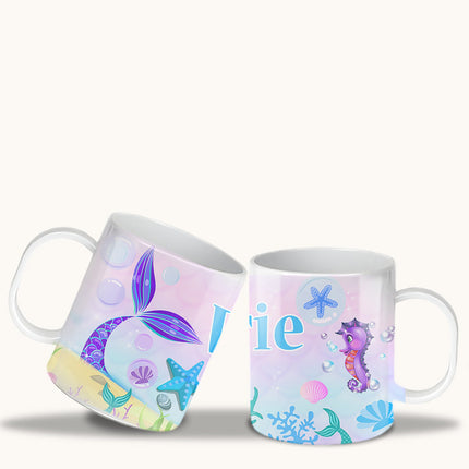 Mermaid Tail Kids Mug With Name Unbreakable Child Cup Gift for Birthday Son Daughter - 11oz