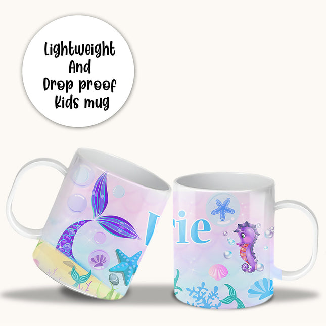 Mermaid Tail Kids Mug With Name Unbreakable Child Cup Gift for Birthday Son Daughter - 11oz