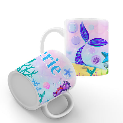 Mermaid Tail Kids Mug With Name Unbreakable Child Cup Gift for Birthday Son Daughter - 11oz