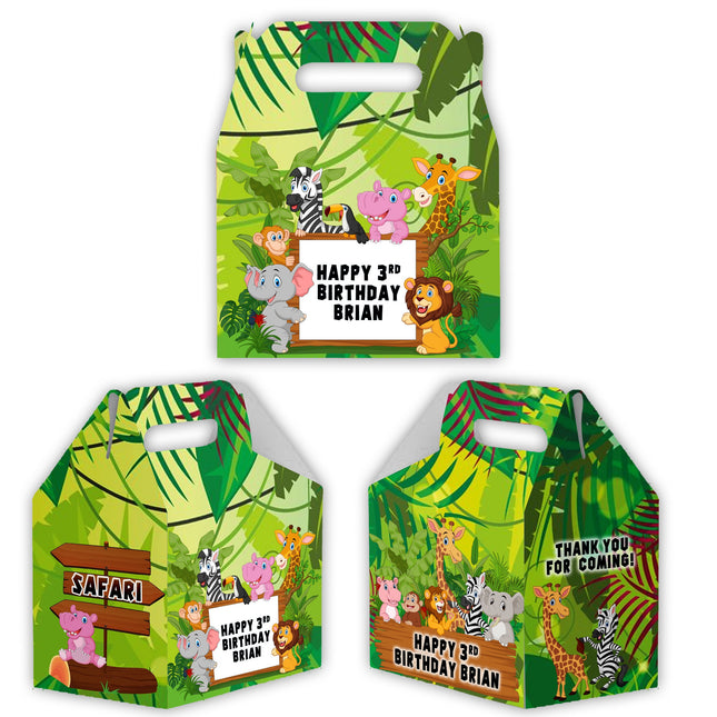 Safari Animals Candy Gable Box for Birthday Party Favors 12 Pack - 4.4x4.5in