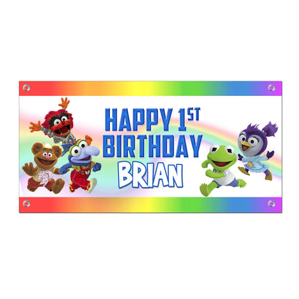 Muppet Babies Birthday Banner Weatherproof Vinyl for Party Decor | Custom Outdoor Sign With Grommets 20x40in