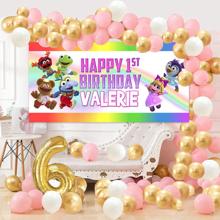 Muppet Babies Birthday Banner Weatherproof Vinyl for Party Decor | Custom Outdoor Sign With Grommets 20x40in