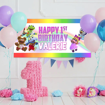 Muppet Babies Birthday Banner Weatherproof Vinyl for Party Decor | Custom Outdoor Sign With Grommets 20x40in