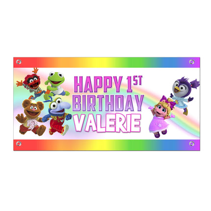 Muppet Babies Birthday Banner Weatherproof Vinyl for Party Decor | Custom Outdoor Sign With Grommets 20x40in